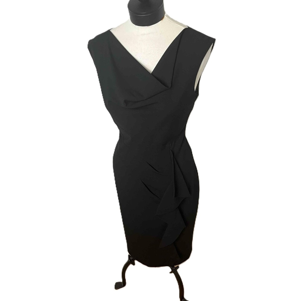 NWT Calvin Klein Black Overlay Drape Sleeveless Dress Size 10‎
